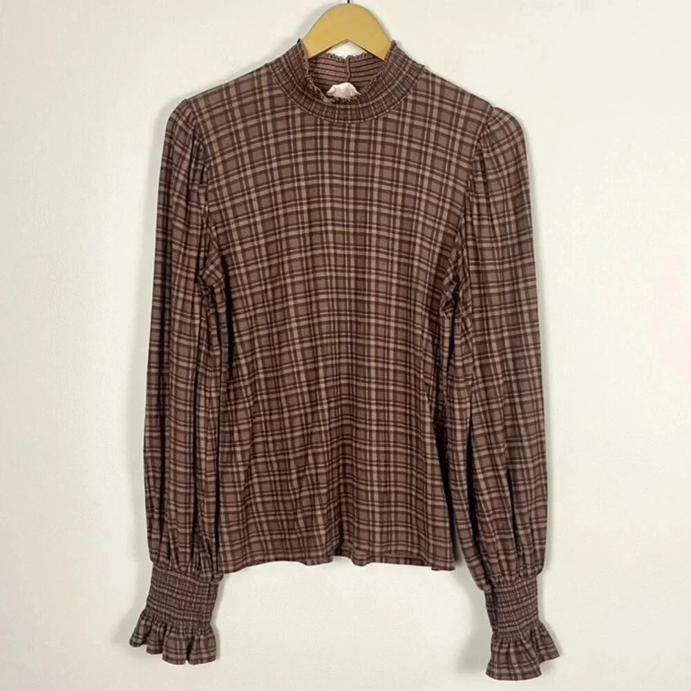 Nation LTD Plaid Puff Sleeve Top - Picture 2 of 14